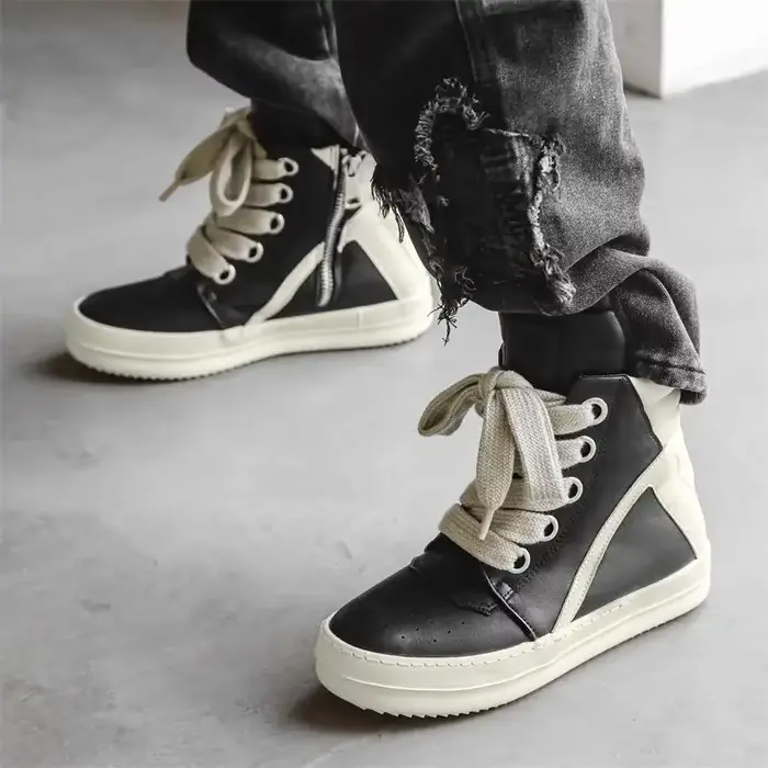RO même Style bottes longues montantes automne/hiver chaussures pour hommes haute rue Niche Vintage moto polyvalent