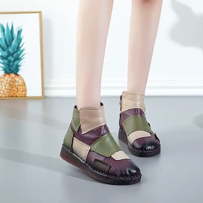Xiuteng-Bottes d'hiver en cuir véritable pour femme