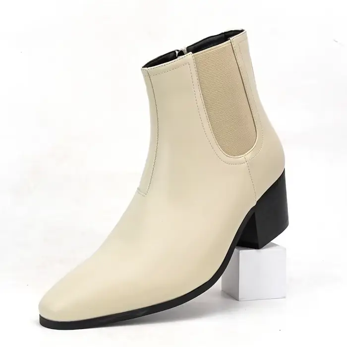 Bottes Chelsea rétro pour homme en PU synthétique, talons élevés, confort et style pour hommes, bottes courtes pointues, options de couleur et de taille, occasions spéciales et quotidiennes
