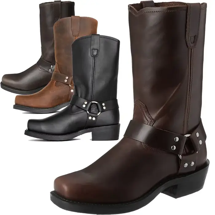 Bottes de cowboy rétro faites à la main pour homme, style vintage, mi-mollet, talon moyen, semelle en caoutchouc, intérieur en PVC et EVA, idéal pour l'équitation et les occasions spéciales