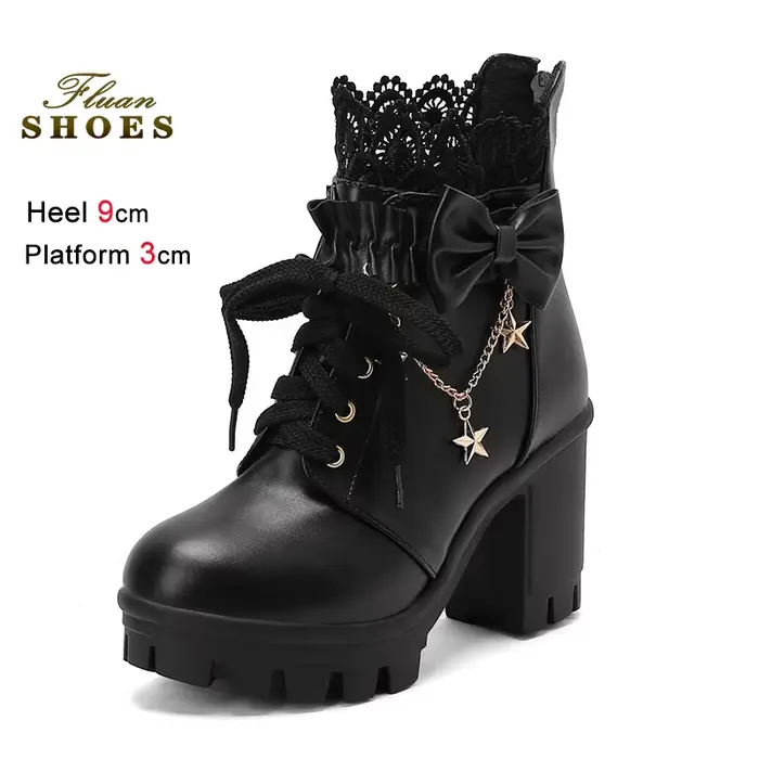 2025 nouveau rose femmes bottines à lacets dos fermeture éclair bottines perle chaîne arc dames bott