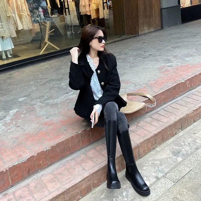 Bottes Chelsea à tube long élastique pour femmes