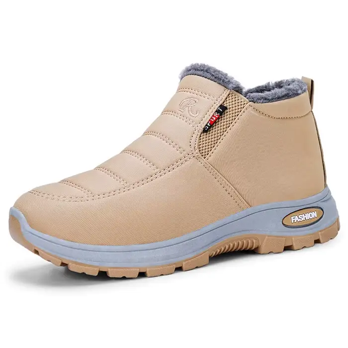 Bottes d'hiver imperméables pour femmes, bottines de neige en peluche, chaudes, noires, en coton, à 