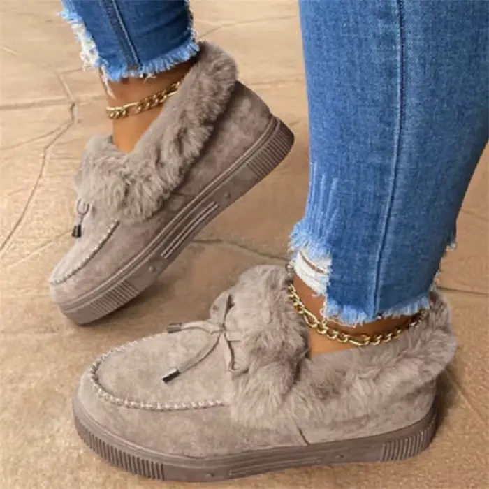 Bottines pour femmes chaude en fourrure hiver bottes de neige chaussures plates intérieur extérieur confortable élégantes occassions spéciales