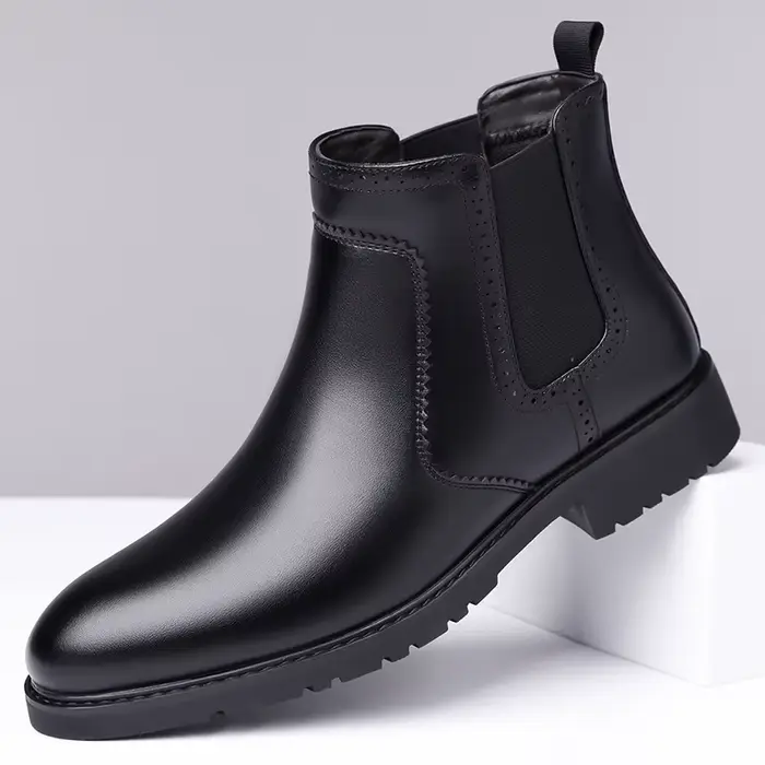 Bottes Chelsea d'hiver pour hommes, style formel, à enfiler, à semelle épaisse antidérapante, montan