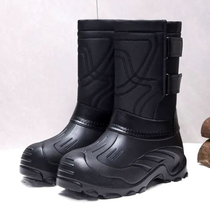 Bottes de neige montantes en coton épais doublées de polaire pour hommes, chaussures imperméables et