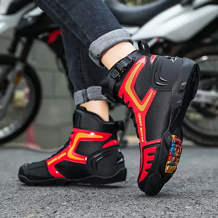 Bottes de moto en cuir pour hommes