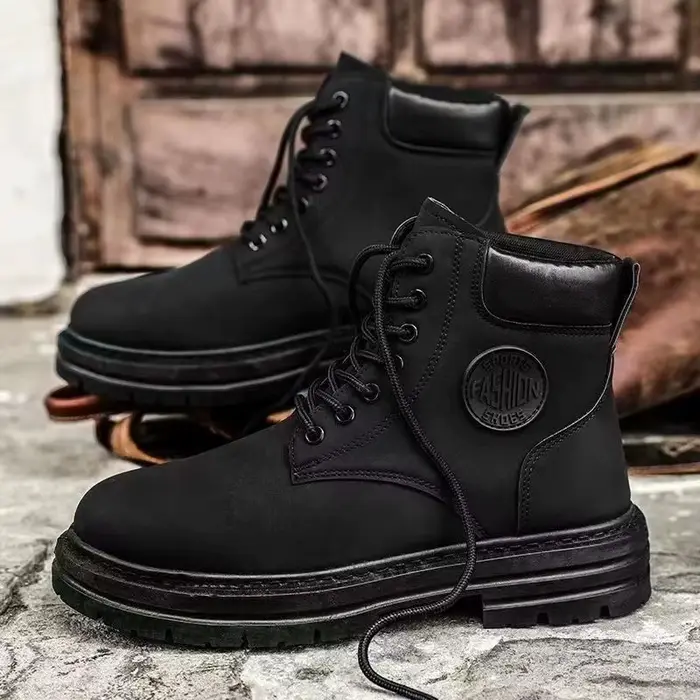 Bottes de moto montantes pour homme, style couple, automne-hiver, chaudes, rétro, à bout rond, en ca