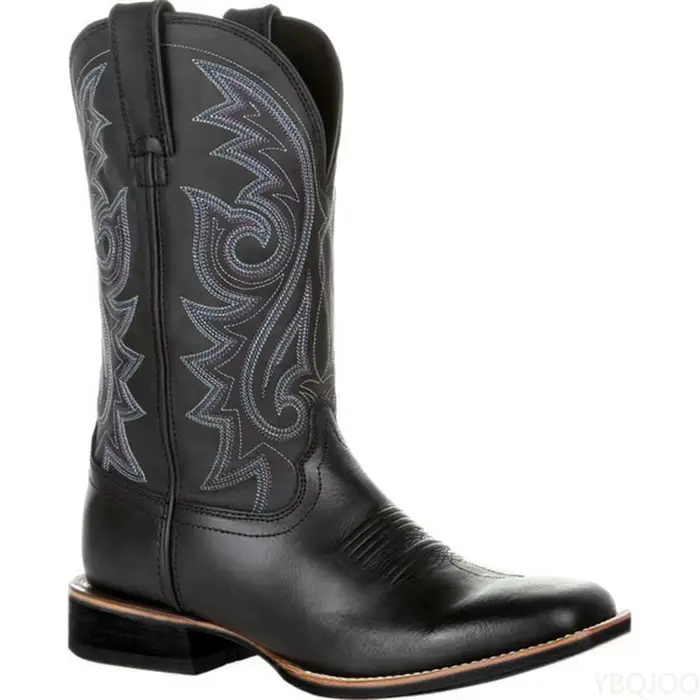Bottes de moto en cuir PU mi-mollet pour hommes