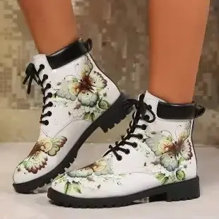 Bottes à lacets à talons bas pour femmes, bottes de rinçage, chaussures décontractées, Parker rond r
