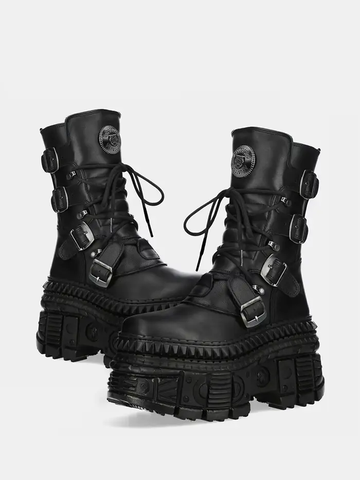 Bottes à Lacets de Style Punk pour Femme