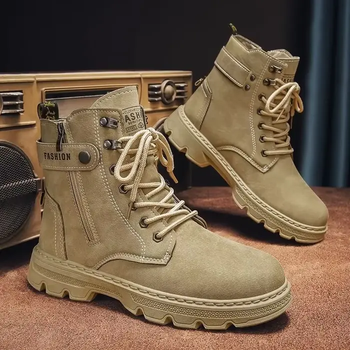 Nouveaux hommes chaussures décontractées polyvalentes à la mode bottes de moto