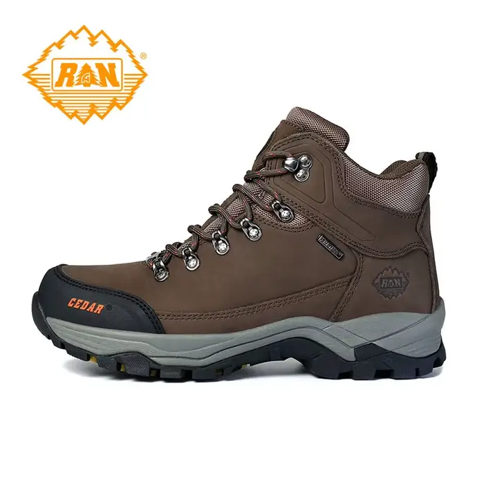 Bottes de randonnée en cuir de vache RAN pour hommes, chaussures de sport d'extérieur pour hommes, b