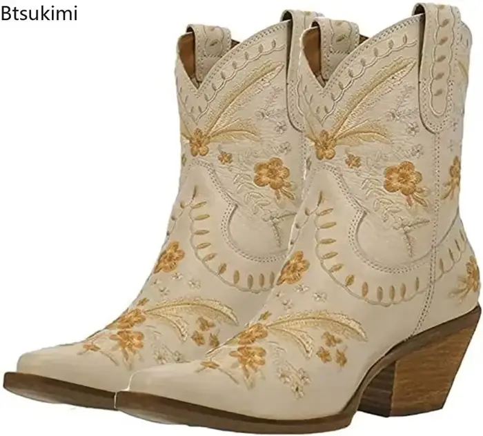 Nouvelles Bottes Western Brodé 2026 pour Femme