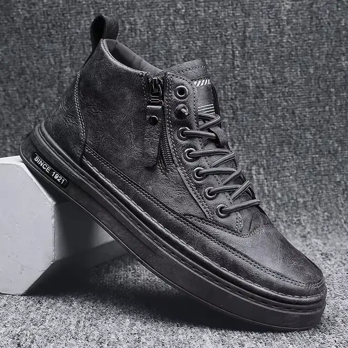 Bottes en cuir avec fermeture éclair pour homme