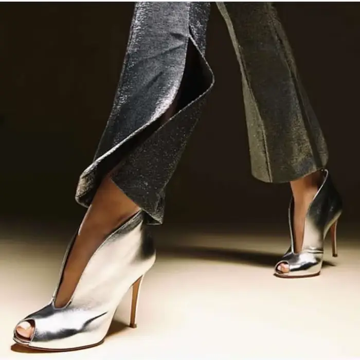 Bottes Peep Parker en daim à talons hauts pour femmes sexy coupe en V avant bottes de rinçage gladiateur coupe basse sandale tenue de rue bottines provocantes chic