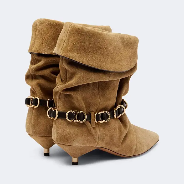 Bottes mi-mollet en daim pour femme