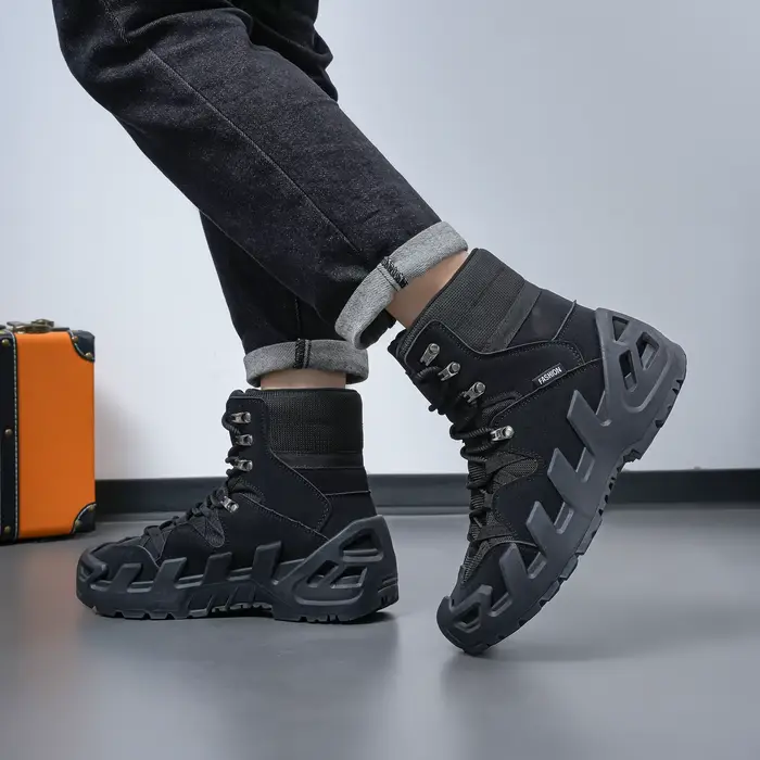 Bottes de travail montantes pour hommes à semelle lame, chaussures décontractées tendance, design ro