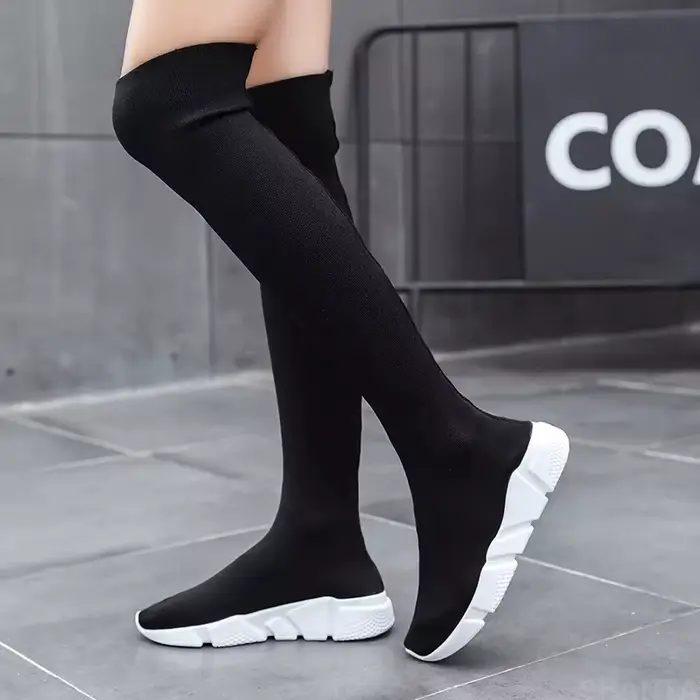Bottes d'hiver pour femmes hauts sexy en maille aérée à enfiler, élégantes et confortables pour printemps automne occassions spéciales