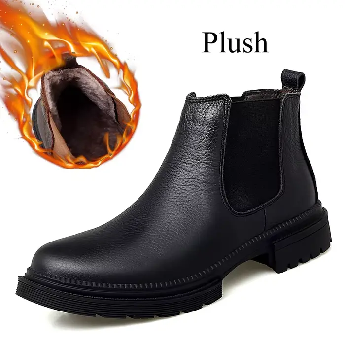 Bottes d'hiver en cuir véritable pour hommes, bottes de rinçage, botines, zones, bre, noir, marron