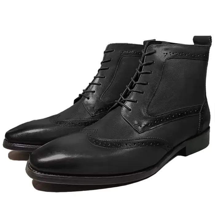 Bottines de luxe en cuir véritable pour hommes, chaussures décontractées à lacets, pour fête de mari