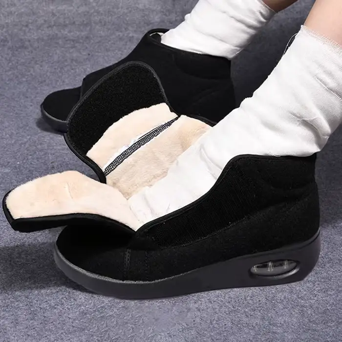 Femmes bottes chaudes hiver velours orthopédie pieds larges chaussures gonflées