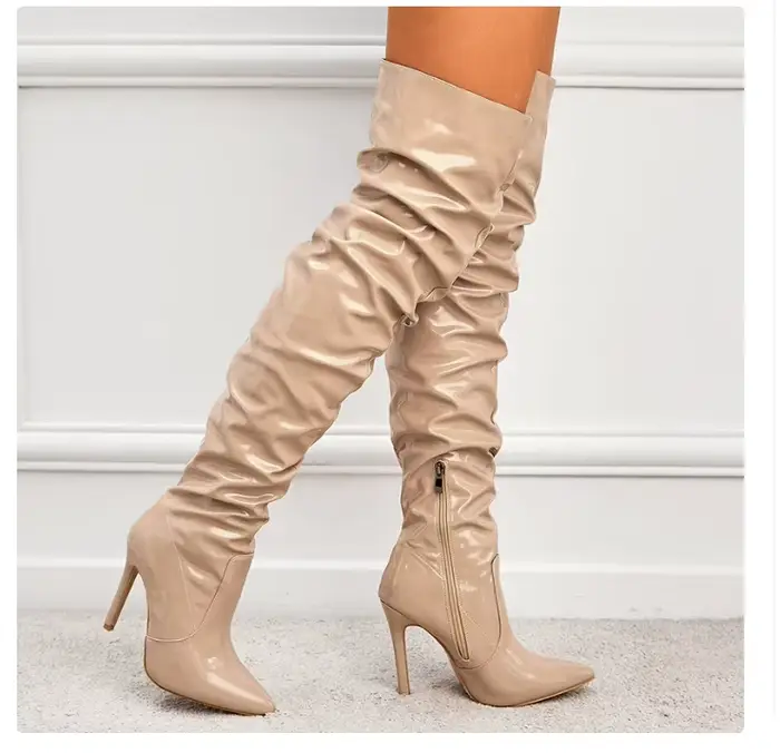 Nouvelle mode talons aiguilles femmes bottes au dessus du genou bout pointu Strippers dames chaussur