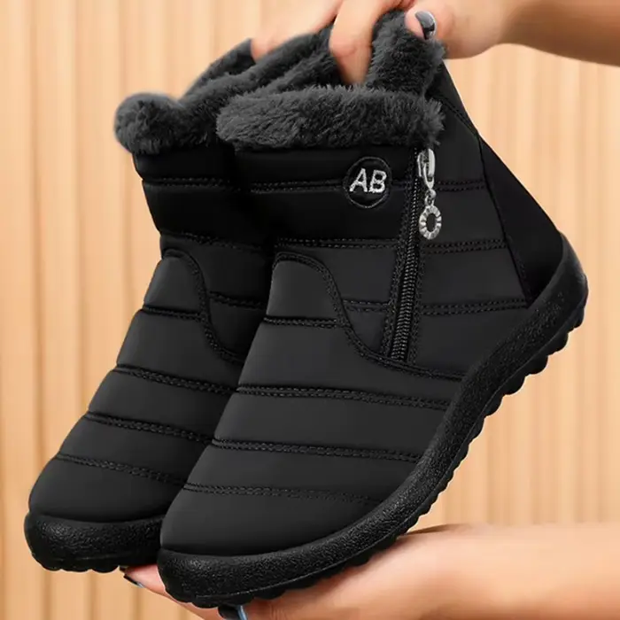 Bottines femme avec fourrure chaussures d'hiver femmes talons bas bottes