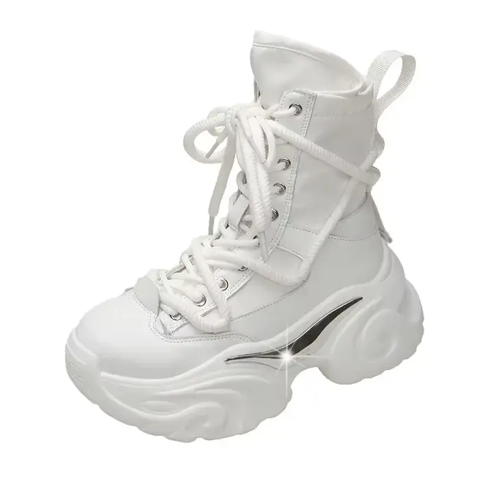 Bottes à plateforme rose pour femmes, botte haute mollet, chausson de rinçage pour filles, baskets b