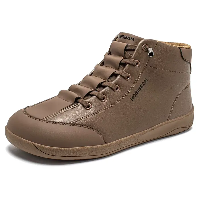 HOBIBEAR chaussures mi-hautes pieds nus unisexe bout large bottines minimalistes en cuir artificiel extérieur baskets antidérapantes
