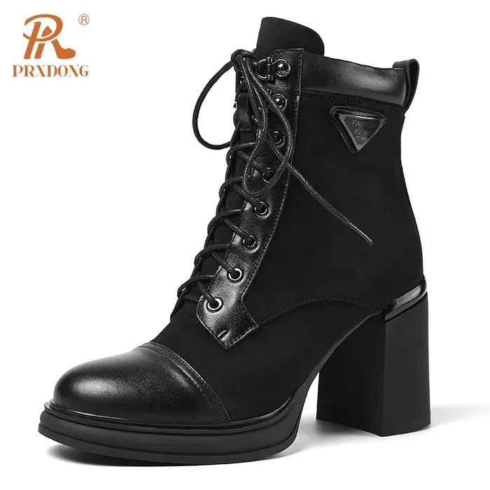 XWhatsApp G-Bottes d'équitation épaisses à talons hauts pour femmes, chaussures de rinçage chaudes, 
