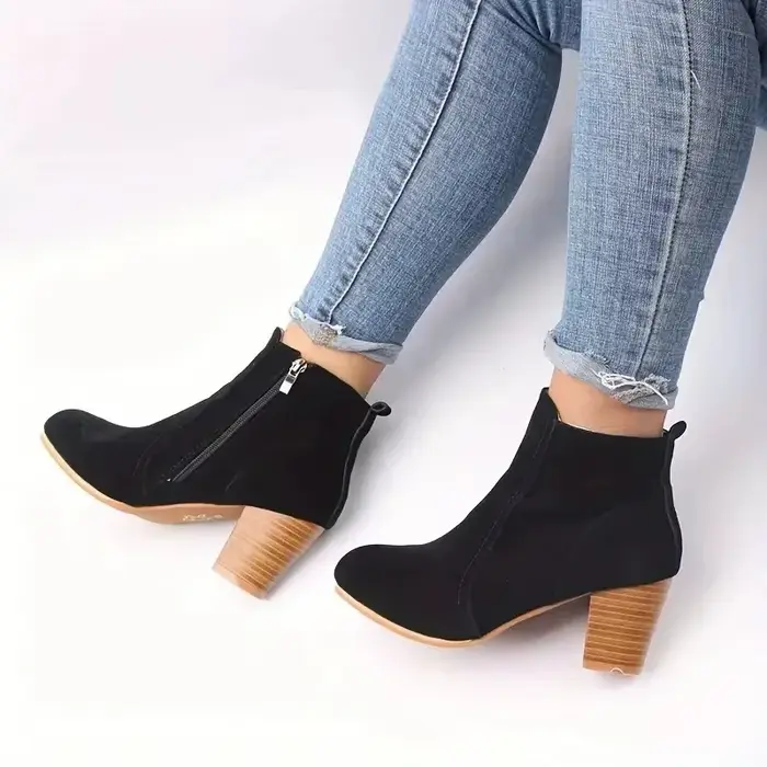Femme bottes automne hiver talons épais chaussures zippées pour femmes de luxe mode Chelsea bottines
