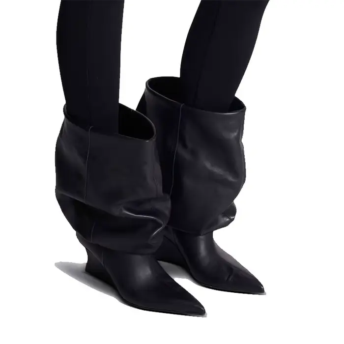 2025 femmes talon compensé 7.5 Cm talons hauts mi-mollet Cool bottes