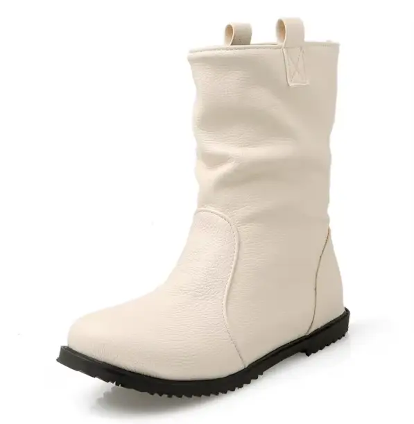 Bottes Rondes à Talons pour Femme, Chaussures d'Hiver Chaudes et Décontractées, Grande Taille 34-52,