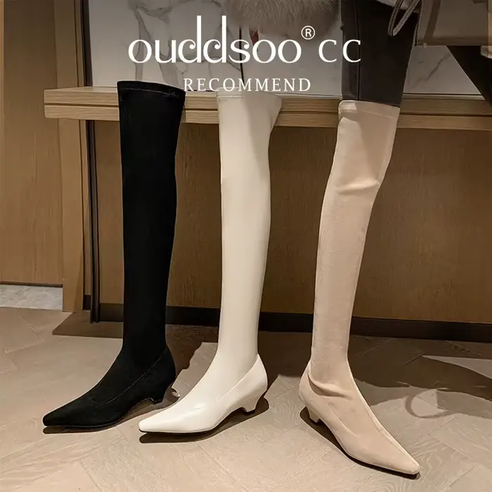 Bottes longues en faux daim pour femmes élégantes et confortables bout pointu au-dessus du genou pour hiver et occasions spéciales