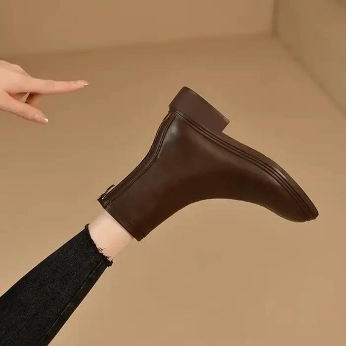 Bout carré élastique femmes bottines automne hiver doublé polaire femme chaussures courtes chaussons en cuir vente Goth tendance 2025 botte