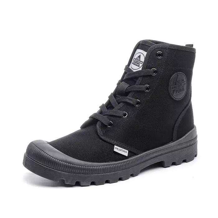 Bottines en toile pour hommes, chaussures de loisirs, montantes, plates, style militaire, décontract