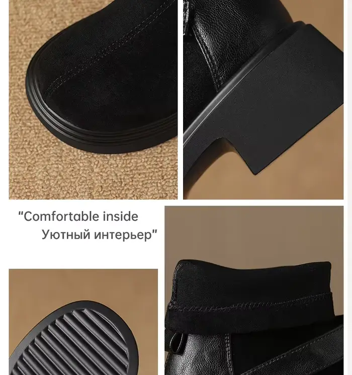 Bottes en daim pour femmes avec talons moyens et bout carré, mode rétro, hiver, faites à la main, confortable, élégantes, pour diverses occasions spéciales