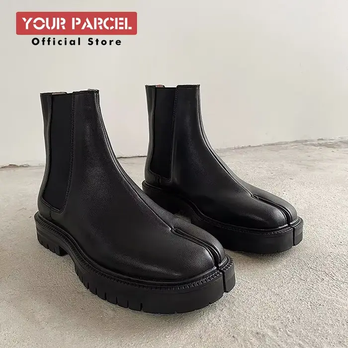 Bottes Chelsea en microfibre pour homme bout rond plissé à semelles épaisses pour printemps automne ocassions spéciales