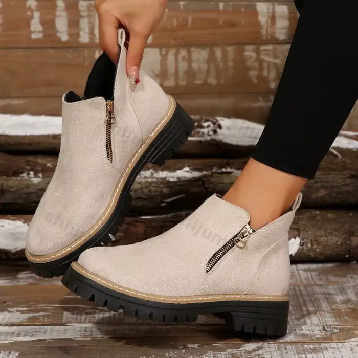 Bottines courtes décontractées à fermeture éclair pour femme