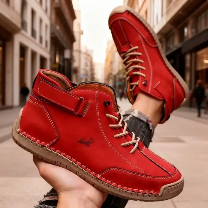 Bottes en cuir artificiel pour hommes, mocassins confortables et antidérapants pour printemps et automne, décontractés et résistants à l'eau, idéaux pour randonnées et occasions spéciales
