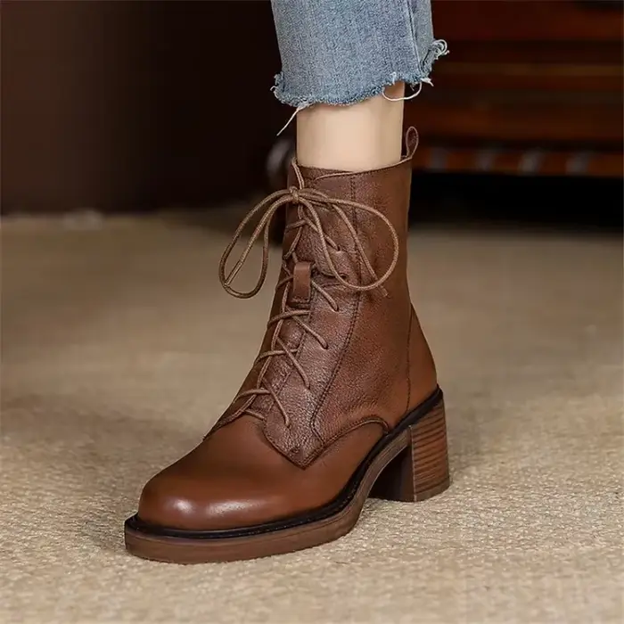 Bottes d'hiver 2026 en cuir véritable pour femme