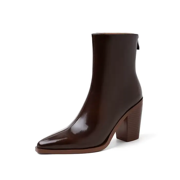 Ods-Bottes de rinçage pointues pour femmes, chaussures provoqué à talons hauts épais, coupe couverte
