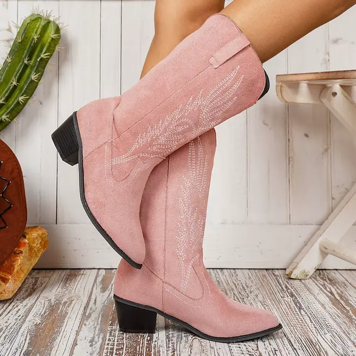 Bottes de cowboy occidentales brodées vintage pour femmes
