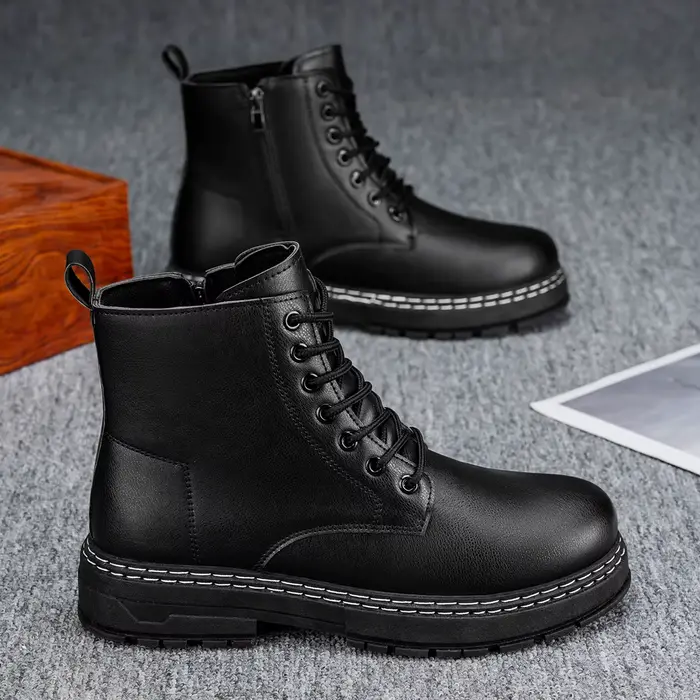 Bottes montantes homme style britannique pour printemps automne bottes de moto classiques noires bottes quatre saisons bottes pour homme bottes pour homme occasionnels bottes pour homme robustes bottes pour homme confortables