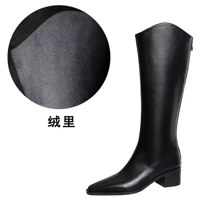 Bottes hautes doublées de polaire chaude, bottes d'hiver à la mode, Style coréen, bout pointu pointu