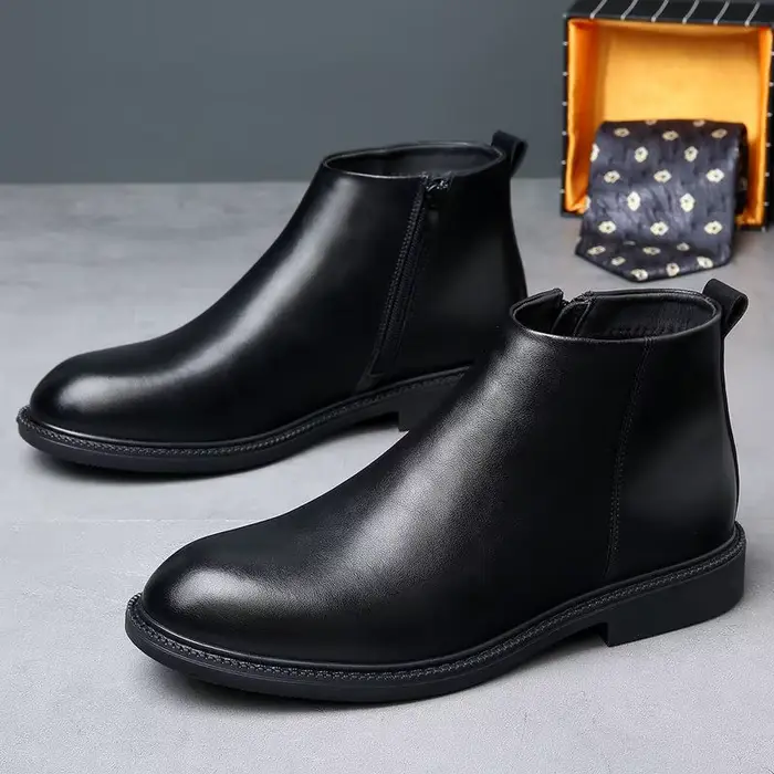 2025 automne début hiver chaussures hommes Chelsea bottes plat marque chaussures pour homme pur noir