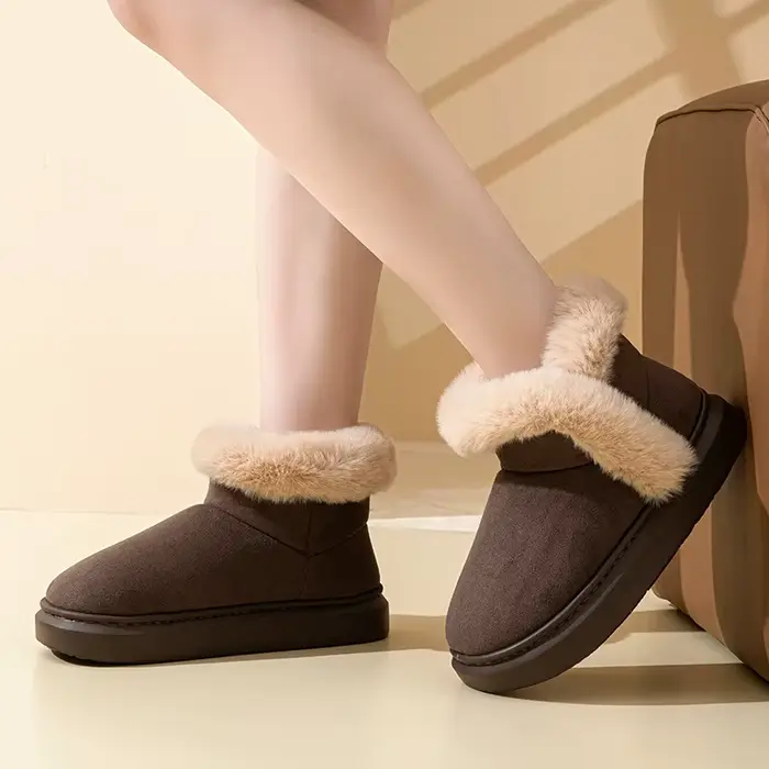 Evshine hiver fourrure moelleux bottes de neige pour les femmes chaud en peluche doublé coton