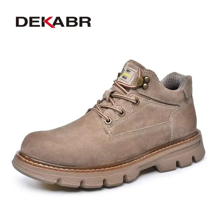 Bottes en cuir véritable DEKABR style britannique pour hommes confortables et résistants à l'usure automne hiver