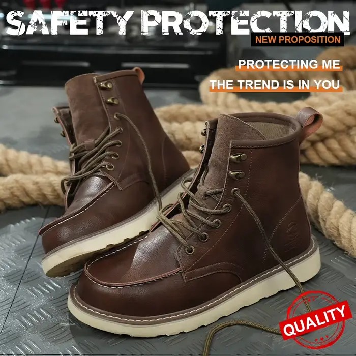 Bottes en cuir de haute qualité homme bottes de sécurité anti-perforation pour travail et sécurité automne hiver bottes imperméables confortables à bout rond